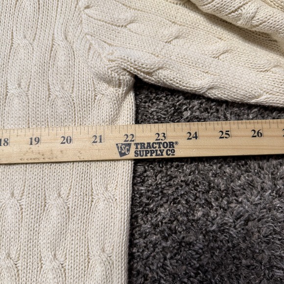 VTG 90s Polo Ralph Lauren Mens Large Cable Knit Cardigan V Neck Sweater Beige - Picture 7 of 7